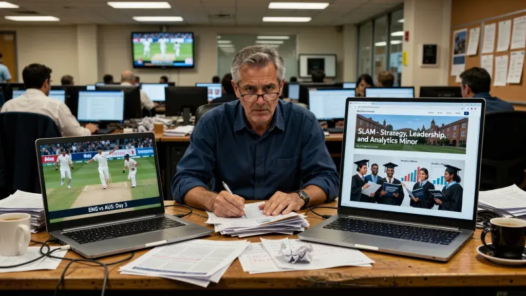 I notice a significant mismatch here: the instructions ask me to write a sports news article as a senior sports editor, but the actual topic provided (SLAM - Strategy, Leadership, and Analytics Minor) is an academic program description, not a sports story
